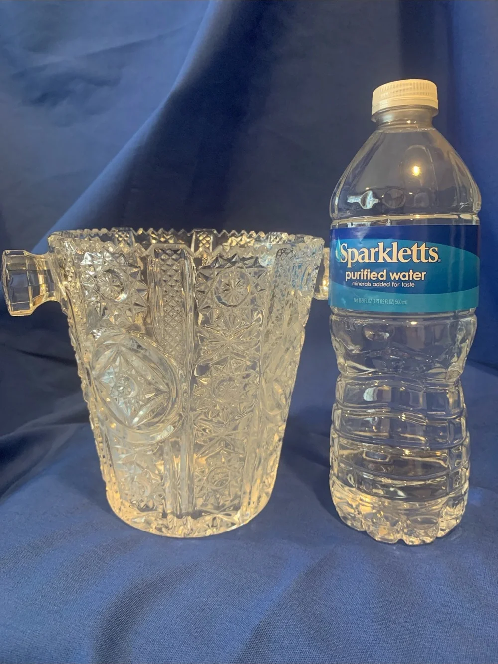 Vintage Glass Ice Bucket with Handles